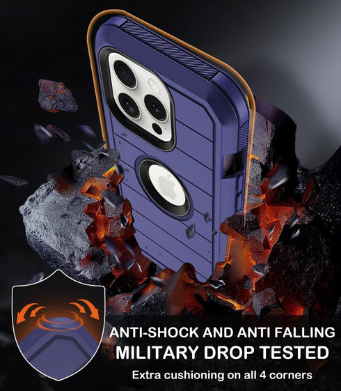 Shop iPhone 14 Pro Max Case - Heavy Duty Shockproof, Military-Grade, with Belt Clip, Kickstand & Built-in Screen