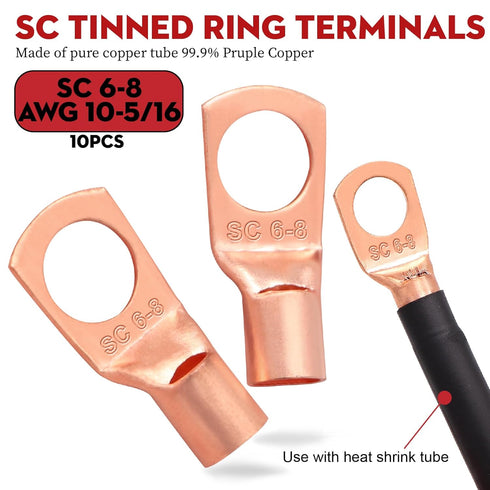 100FT 10 Gauge Wire (50ft Each- Black/Red) with 4 40A Fuse Holder, Copper Clad Aluminum for Automotive Power & Ground