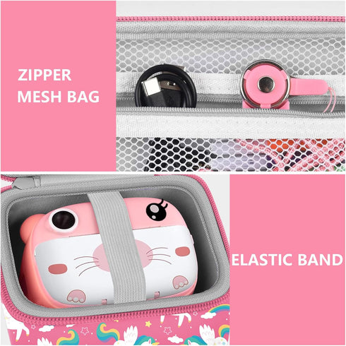 Leayjeen Kids Camera Case for ESOXOFFORE/Dylanto/GKTZ/HiMont/CAMCLID Instant Print Camera, Pink Unicorn (Case Only)