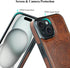 MMHUO iPhone 15 Leather Case, Brown, Ultra Slim Magnetic, Magsafe Compatible, Built-in Stand, Protective Kickstand