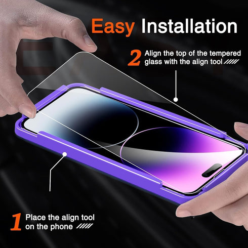 Milomdoi 3 Pack Tempered Glass Screen Protector & Camera Lens for iPhone 14 Pro Max, Ultra 9H, Case Friendly, 2.5D