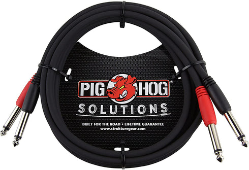 Dual 1/4" Mono (Male) Cable, 6 Feet by Pig Hog PD-21406