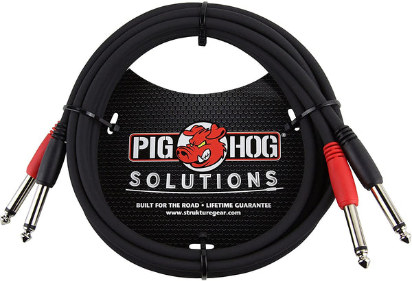 Dual 1/4" Mono (Male) Cable, 6 Feet by Pig Hog PD-21406