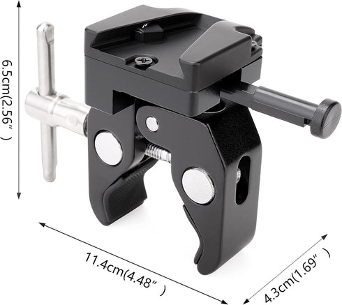 V-Mount Lock Battery Adapter with Clamp for Tripod Light Stand Mounting