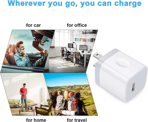 GiGreen Single Port USB Wall Charger 5 Pack, 1A/5V Power Adapter Compatible with iPhone, Samsung, LG, Moto, Pixel