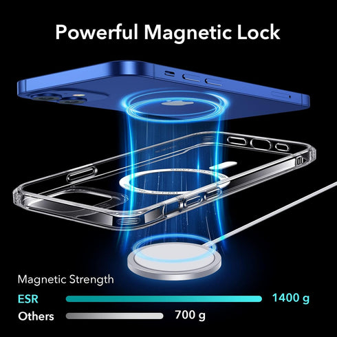 ESR Scratch-Resistant iPhone 12 Case Compatible with MagSafe, Grippy Frame, Magnetic, Clear Sidekick Hybrid Case