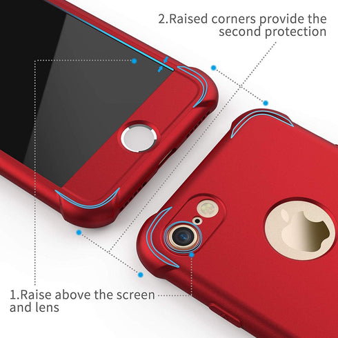 ORETECH Compatible with iPhone 7/8 Case, 2 Pack HD Screen Protector, 360° Full-Body Silicone Soft TPU
