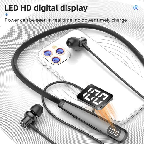 Wireless Waterproof Sports Earphones with 50 Hours Playback, Bluetooth Earphones with Microphone for Gym Running