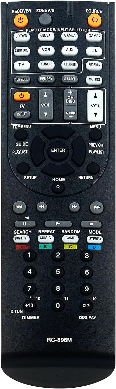 RC-896M Remote Control Replacement for Onkyo AV Receiver TX-SR444 TXSR444