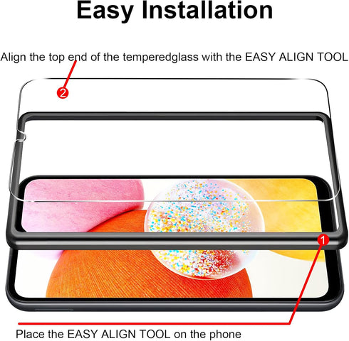 ? 3+3 PACK?Romuto Designed for Samsung Galaxy A14 5G Screen Protector Samsung A14 5G Screen Protector Tempered Glass Film,?EasyInstall Tool?9H, Ultra HD, Scratch Resistant, Easy Install,Case Friendly