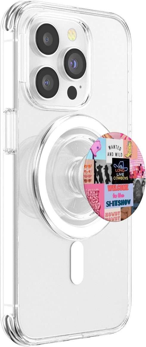 Pink Western Indie Cowgirl Aesthetic Yeehaw Howdy PopSockets MagSafe PopGrip for iPhone