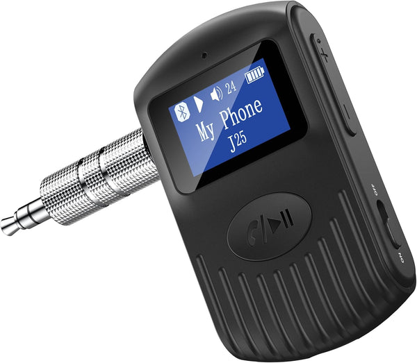 COMSOON Bluetooth Receiver with LCD Screen, Portable 3.5mm AUX Bluetooth 5.0 Adapter for Car, Home Stereo, Wired