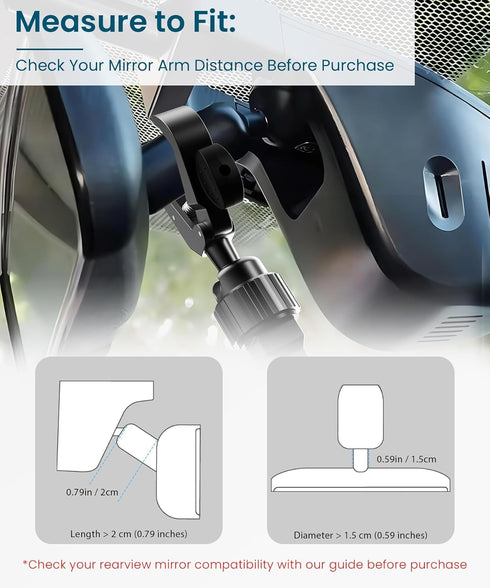 Uonser Rear View Mirror Phone Holder, Premium Aluminum Alloy Mount with Multi-Angle Adjustment, Rearview Mirror Phone