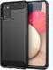 Samsung Galaxy A02S Case with HD Screen Protector, Soft TPU Slim Fashion Non-Slip Protective Cover (Black Brushed TPU)