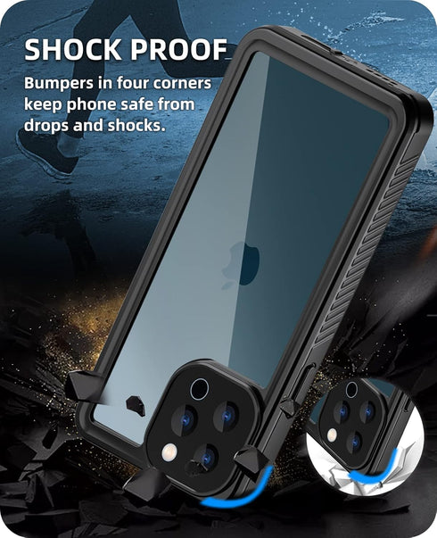 WIFORT Waterproof Case for iPhone 12 Pro Max - Certified Water Proof & Military Protection, Full Body Shockproof