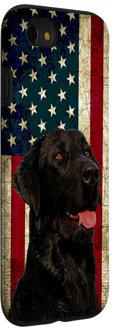 USA Flag Duck Hunter Case for iPhone SE (2020), 7, 8 - Black Lab Labrador Retriever Design