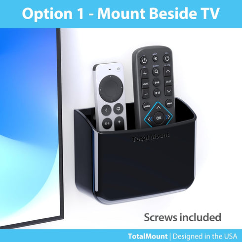 TotalMount Universal Remote Control Holder, Attaches to Wall or Back of TV, Compatible with All TV Remotes, Large Two