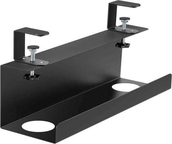 Zhiyo Steel 15.8in Cable Management Under Desk Tray - XL Clamp-On Cord Organizer for Desk, Black Wire Management Tray