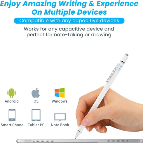 Amazon Fire HD 8 Plus Stylus Pen, EDIVIA Active Stylus with 1.5mm Ultra Fine Metal Tip for Drawing, White