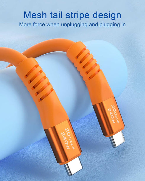 240W USB C to USB C Cable Silicone 6.6FT, USB 3.2 Gen 2 Fast Charging Cable 20Gbps Data Transfer for iPhone 15 Pro Max,