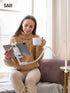 SAIJI 47" 4.7-13" Gooseneck Tablet Holder for Bed, One-Hand Adjustable, Length, Upgraded Base, iPad Holder Stand