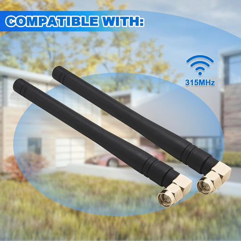 Kaunosta 315MHz 3dBi (2-Pack) CC1101, CCU3, SMA Male Antenna Right Angle Omni-Directional Antenna for Garage Door