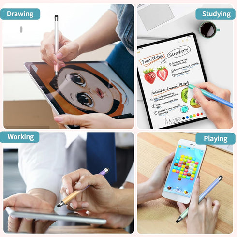 OOCLCURFUL (8Pcs), 2 1 Stylus in Stylus Pen for Touchscreen, High Precision and Sensitivity Double Rubber Tips