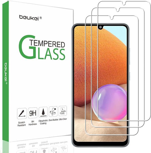 (3 Pack) Compatible for Samsung Galaxy A32 4G / A22 4G / A31 Screen Protector, Tempered Glass, 9H Hardness, 6.4 inch