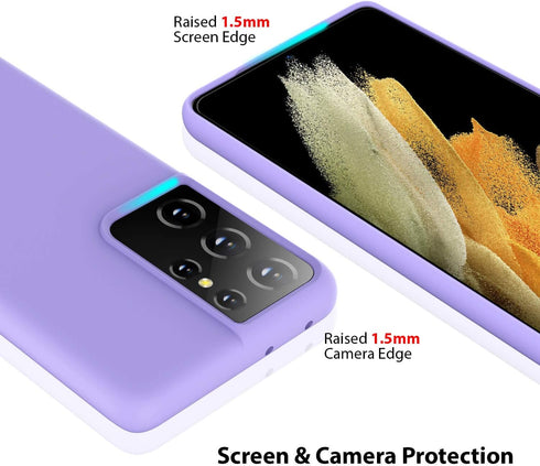 ZUSLAB Nano Silicone Case for Samsung Galaxy S21 Ultra 5G, Liquid Silicone Rubber Shockproof Full Protection (Purple)