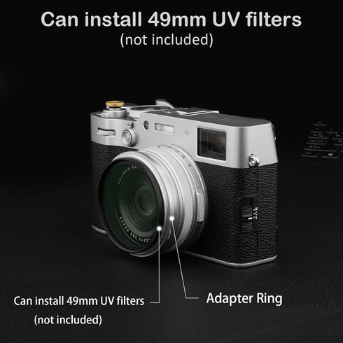 Haoge Lens Filter Adapter Ring for Fujifilm X100VI, fit 49mm UV CPL ND Filter Lens Cap