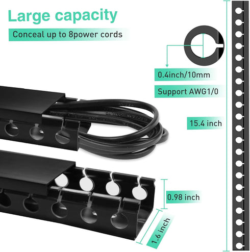 Updated Cable Raceway Kit - 31 Inch Open Slot Wire Covers for Under Desk Cable Management System