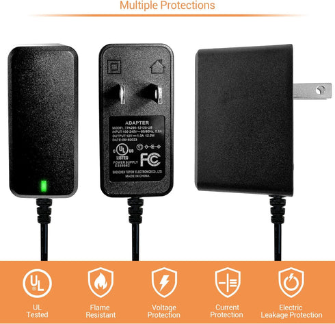 TIGERSECU UL Certified Security Camera Power Adapter, 12V 1A 100V-240V, 2.1x5.5mm Power Supply, Compatible with Lorex,
