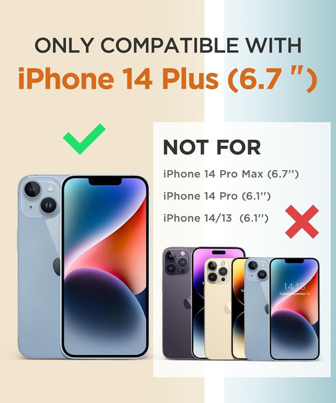 GVIEWIN for iPhone 14 Plus Case Floral, with Screen Protector + Camera Lens Protector, Soft Slim Clear Flower Shockproof Full Body Protective Women Phone Cover, 6.7 Inch (Aconite/Light Blue)