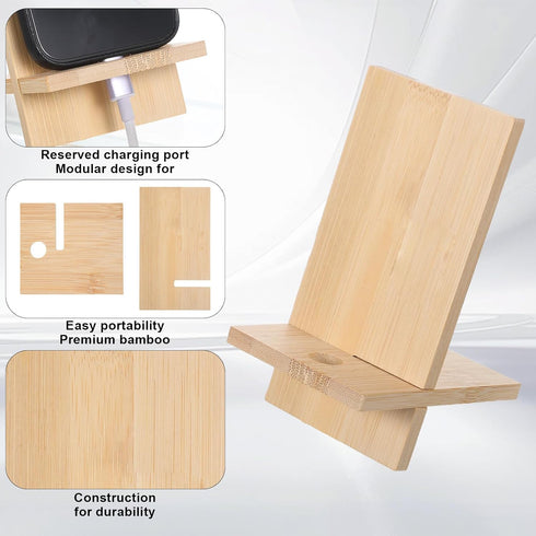 Eldraqth Bamboo Cell Phone Stand Cell Phone Stand for Desk Solid Wood Stands Wooden Holder Portable Wood Holder for Bed