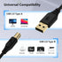 HUHUTa 6FT 2.0 Printer Cable USB Printer Cable USB-A to USB-B Cables, High Speed Scanner Print Cord for HP Canon Dell