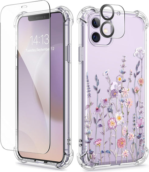 GVIEWIN iPhone 11 Case with Screen Protector + Camera Lens Protector, Clear Soft TPU Shockproof Cover