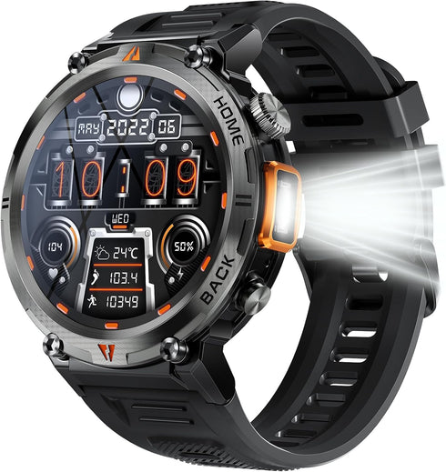 EIGIIS Military Smart Watch for Men, Tactical Rugged with Bluetooth Call, 1.45'' Big Screen Fitness Tracker,