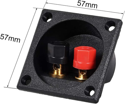 uxcell 2-Way Square Speaker Box Terminal Binding Post, Stereo Screw Cup Connectors for Subwoofer Plugs (Black, 2pcs)