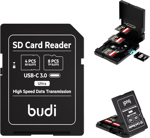 BUDI Micro SD Memory Card Reader with 8 Slots TF-Styled Memory Card Storage
