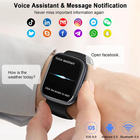Smart Watch for Men Women, 2024 HD 1.91" Smartwatch Fitness Activity Tracker, 110+ Sports, IP68 Waterproof, Heart Rate