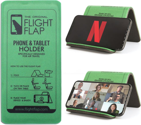 Airplane Phone Holder, Flexible Folding Cellphone Stand for Desk, Bed, Office, Treadmill - Original Green