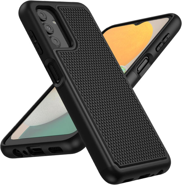 BNIUT Heavy Duty Case for Samsung Galaxy A13 5G, Dual Layer Shockproof Rugged Cover with Non-Slip Textured Back, Black