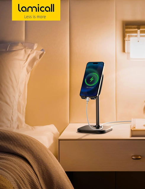 Lamicall Adjustable Cell Phone Stand, Height Angle Mobile Holder for Desk, Compatible with iPhone 14 Plus, 13, Pro, Pro