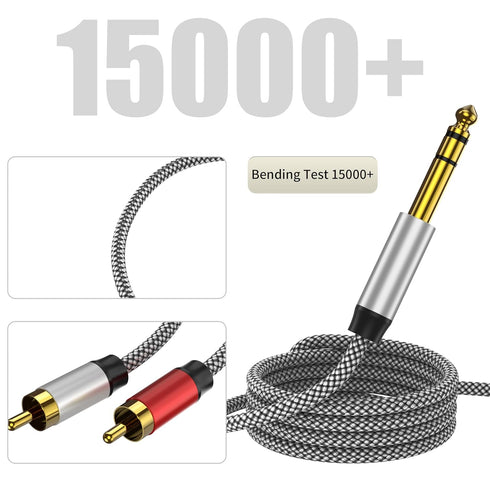 RCA to 1/4 Cable 3FT, 1/4 TRS to RCA Y Splitter Audio Cable for Home and Studio Use