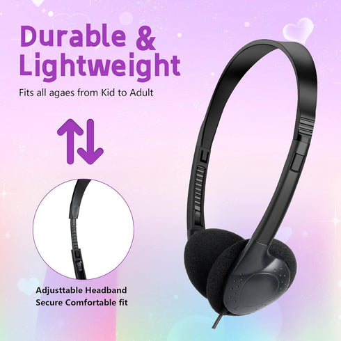 Kids Headphones Bulk 30 Pack, Wholesale Earphones for School Students, Children, Teen Boys Girls (Black)