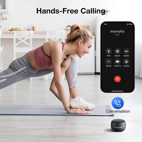 Mini Bluetooth Speaker Wireless with Remote Shutter, Multi-Functional TWS Pairing, Built-in Mic, Portable for Outdoor
