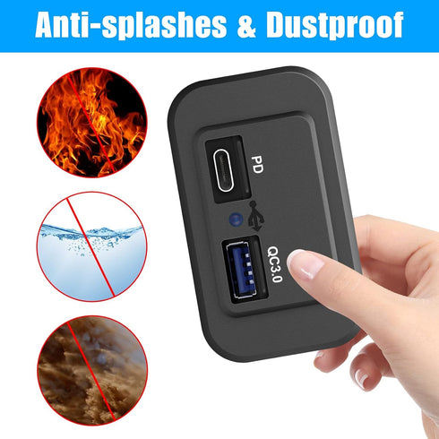 Linkstyle 2PCS RV USB Outlets - Dual USB Ports (USB-A and USB-C) with Blue LED Indicator, Surface Mount 12V USB Outlets