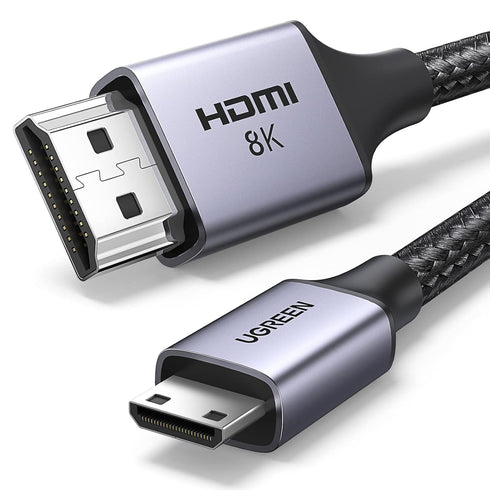 UGREEN 8K Mini HDMI to HDMI Cable 6.6FT Aluminum Braided 8K@60Hz 4K@240Hz
