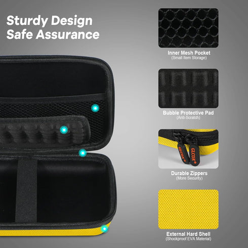 Bright Yellow Hard Shell Electronic Organizer Carrying Case, Large Storage for Hard Drive, Phone, Power Bank - Zipper