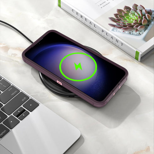 Designed for Samsung Galaxy S23 Plus Case, Double Layer Protection, Magnetic Compatible with MagSafe, Purple Rose